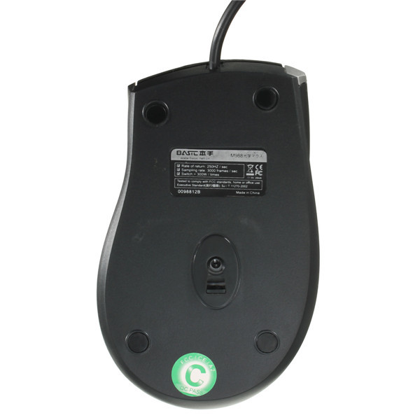 basic m-988 silver computer peripherals 250hz/sec optical ergonomic design mouse with led light comfotable mice for laptop pc