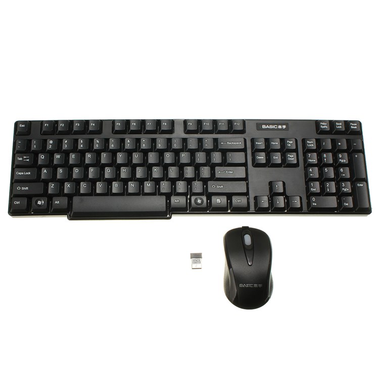 basic t-2600 2.4ghz 10 meters mini usb reciever wireless 104 keys keyboard and 1600 dpi mouse combos for pc laptop tablet p
