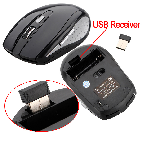 black 2.4g wireless mouse 3 buttons 1200 dpi cordless gaming optical mice for computer laptop notebook