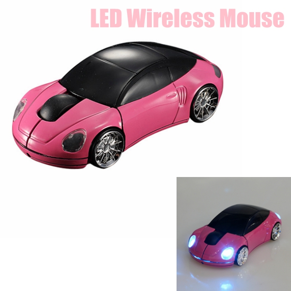brand new for pink car shaped laptop computer 1600dpi mouse optical mice 3d 2.4g usb wireless
