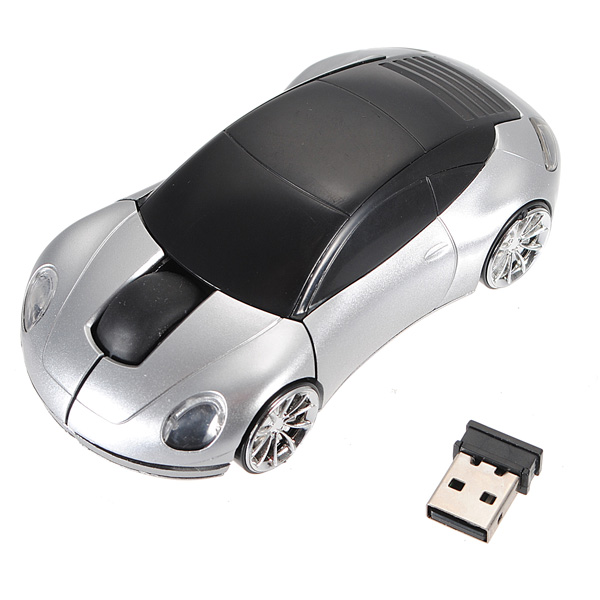 brand new sliver car shaped 3d wireless 2.4g usb 1600dpi optical mouse mice for pc notebook