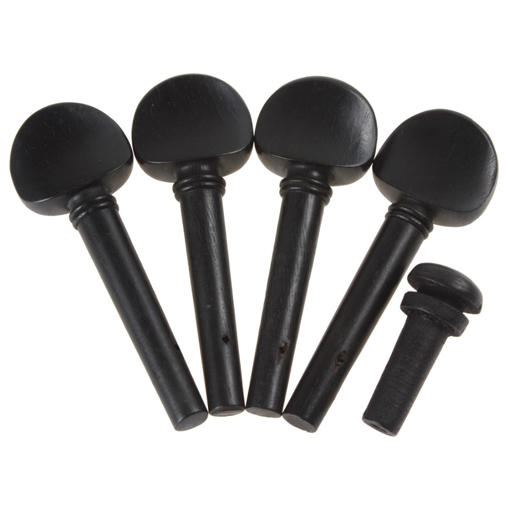 1set! ebony wood 4/4 violin parts accessories set violin chin rest silver screw drawplates knob tail nail rope fine-tuning
