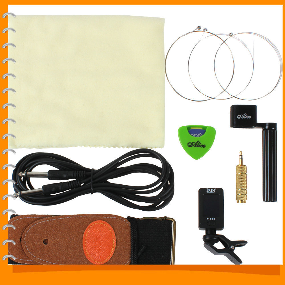 2 pcs picks + guitar tuner + 3 strings + cable + straps electric guitar parts accessories kits 2 pcs picks + guitar tuner + 3 strings + cable + straps electric guitar parts accessories kits
