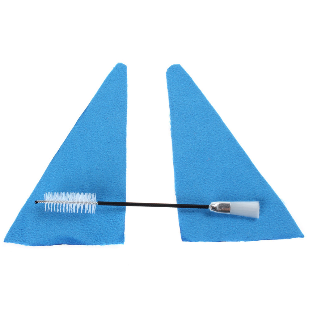 2pcs artificial faux suede wind instrument sound hole flute cleaning cloth flute parts + 1pcs two-head button brush