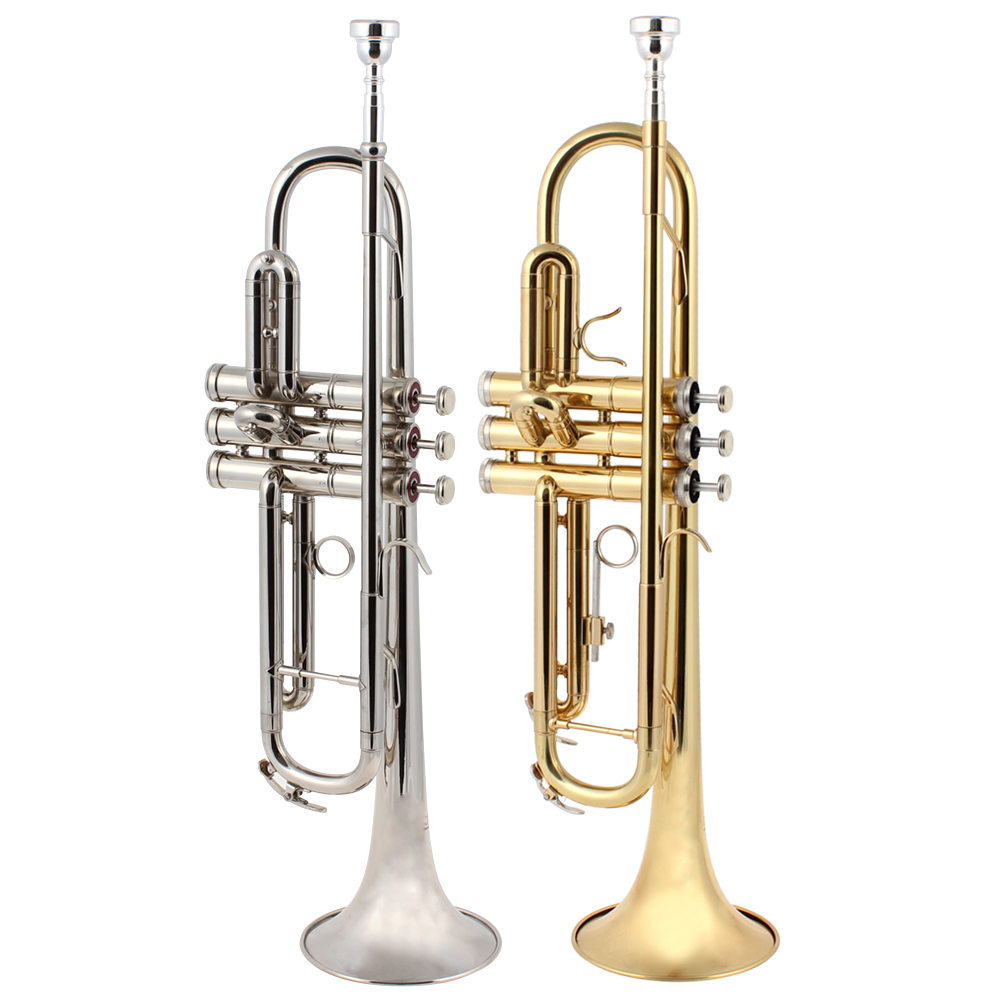 band latest 55cm length gold / sliver brass trumpet bb europe-design b flat trumpet with tools