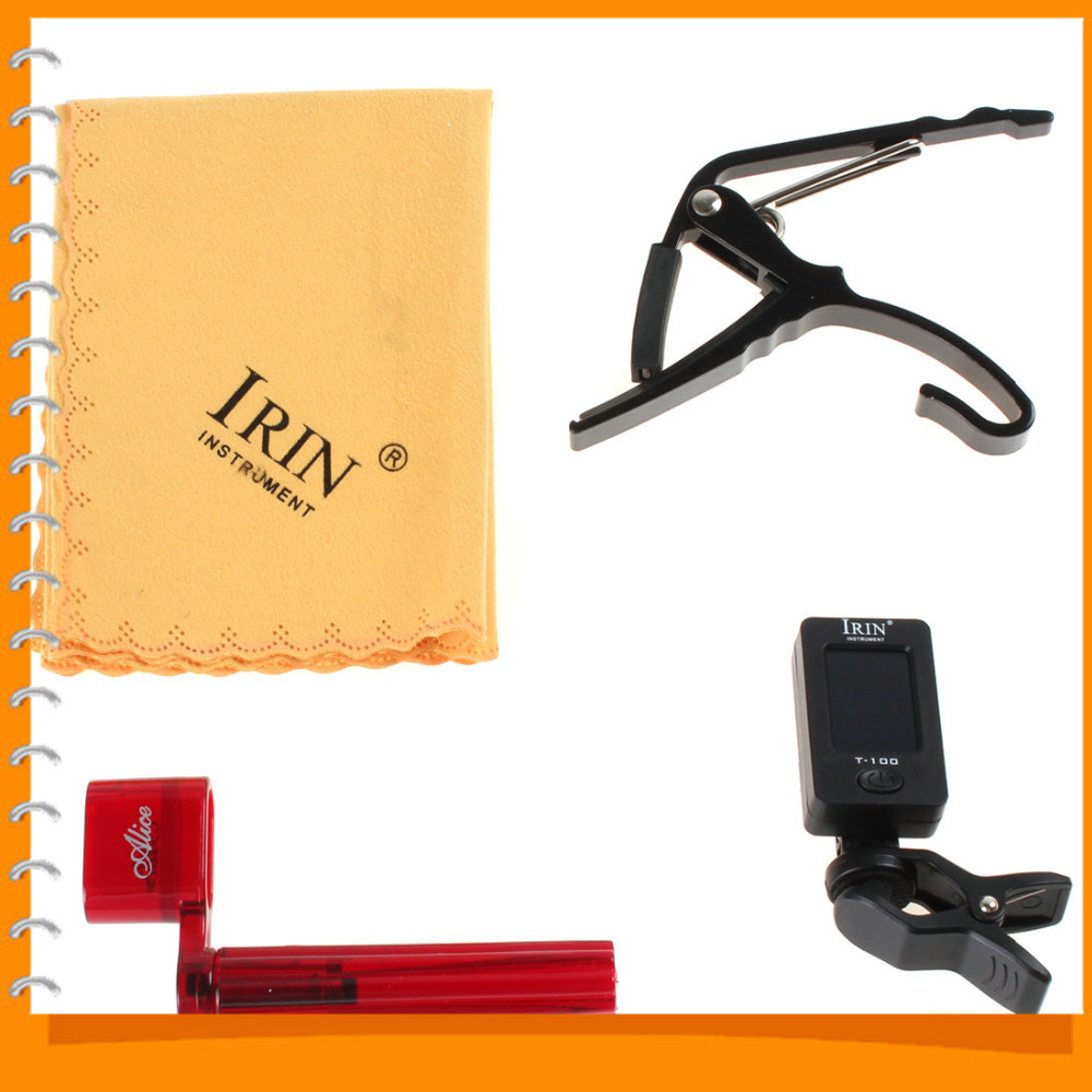 clip-on electric guitar tuner capo string winder polish cloth for professional guitar parts accessories set clip-on electric guitar tuner capo string winder polish cloth for professional guitar parts accessories set