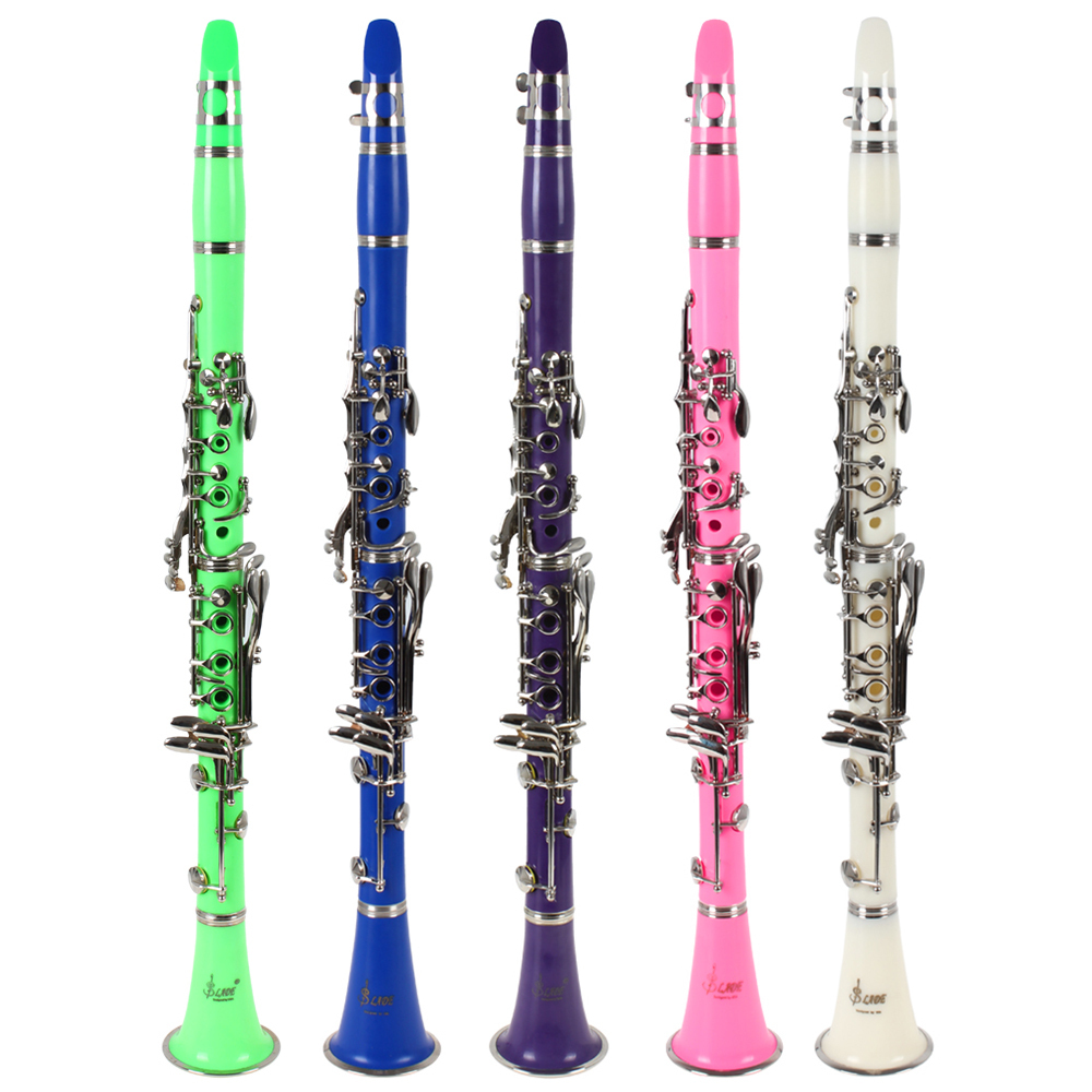 five colors avaliable 66cm length bb clarinet ebonite body b flat 17 nickel silver plated keys