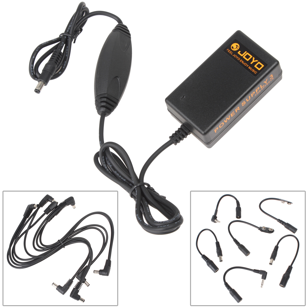 joyo jp-03 9v guitar pedal power supply adapter electrode with daisy chain harness cable splitter for guitar effect pedal