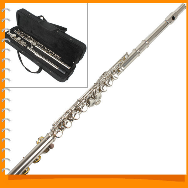 silver plated 16 closed holes c key flute with case / cloth / screwdriver