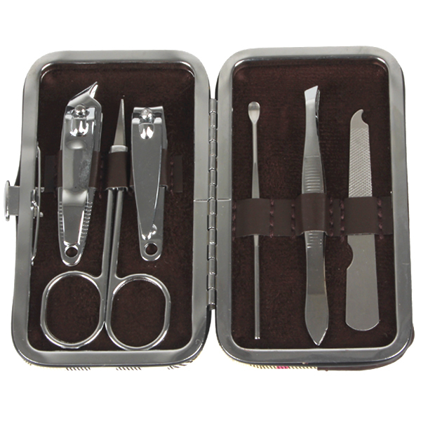 portable nail art manicure set finger nail care 6pcs tools with fingernail cutter clipper file knife
