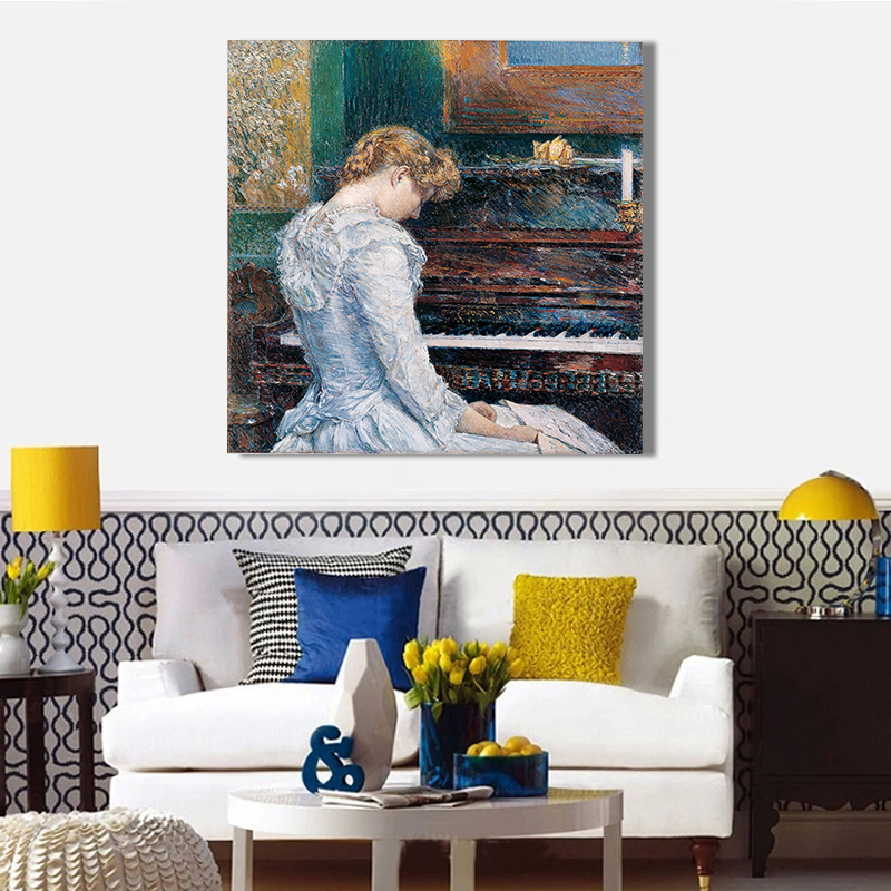 girl and piano hand painted painting oil painting on canvas home decorative art picture girl and piano hand painted painting oil painting on canvas home decorative art picture