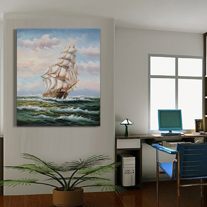 whole boat and ocean oil painting hand painted oil painting on canvas home decorative art picture home decorative
