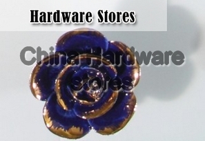 new design blue ceramic flower knobs with gold edge cabinet pull kitchen cupboard knob kids drawer knobs MG2010