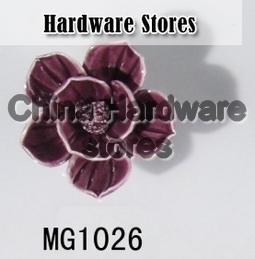 new design hand made fuschia rose flower ceramic knobs handles cabinet pull kitchen cupboard knob kids drawer knobs MG1026