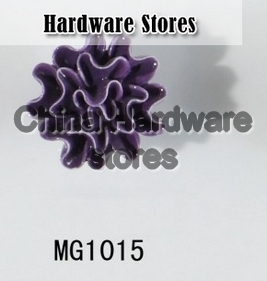 new design hand made purple flower ceramic knobs handles cabinet pull kitchen cupboard knob kids drawer knobs MG1015