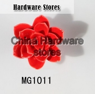 new design hand made red flower ceramic knobs handles cabinet pull kitchen cupboard knob kids drawer knobs MG1011