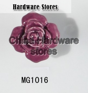 new design shaped fuschia flower ceramic knobs handles cabinet pull kitchen cupboard knob kids drawer dresser knobs MG1016