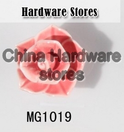 new design shaped pink rose flower ceramic knobs handles cabinet pull kitchen cupboard knob kids drawer dresser knobs MG1019
