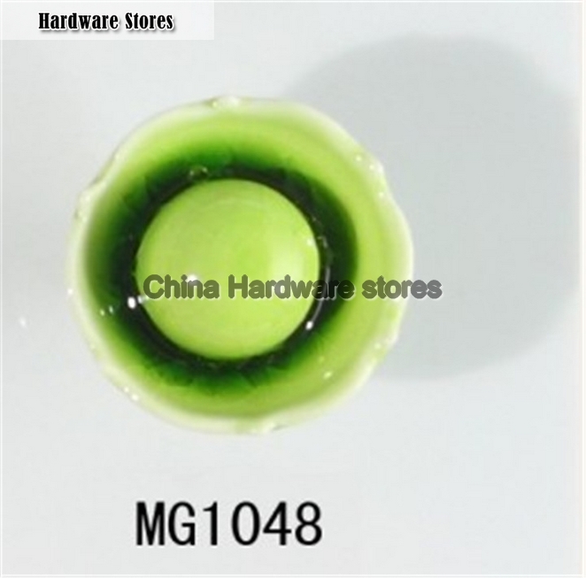 new design shaped popular green flower ceramic knob handles cabinet pull kitchen cupboard knob kids drawer dresser knobs MG1048