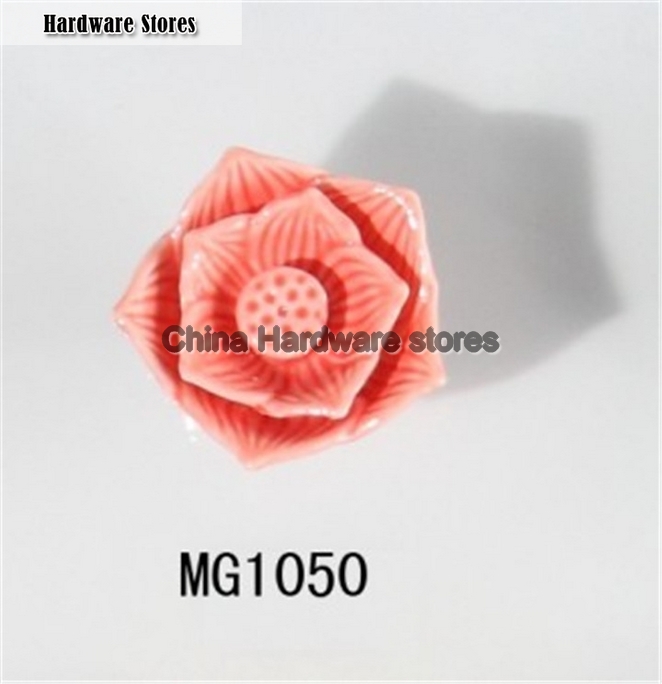 new design shaped popular pink flower ceramic knob handles cabinet pull kitchen cupboard knob kids drawer dresser knobs MG1050