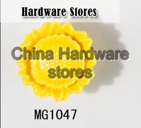 new design shaped popular sunflower ceramic knob handles cabinet pull kitchen cupboard knob kids drawer dresser knobs MG1047