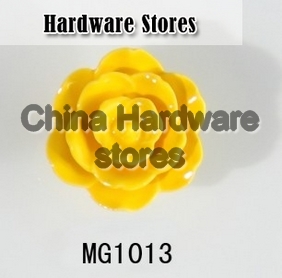 new design shaped yellow flower ceramic knobs handles cabinet pull kitchen cupboard knob kids drawer dresser knobs MG1013