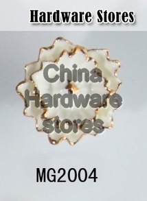new design white ceramic flower knobs with gold edge cabinet pull kitchen cupboard knob kids drawer knobs MG2004