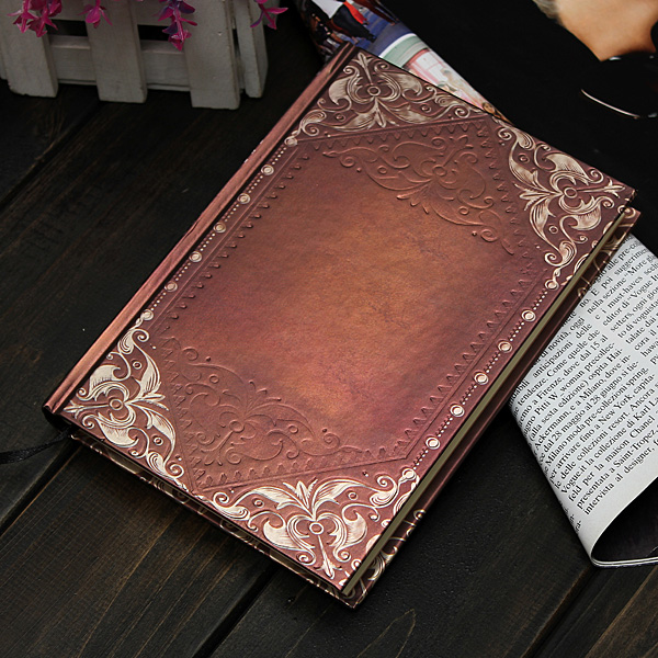 vintage classic retro black golden plaid leather framed notebook diary journal gift