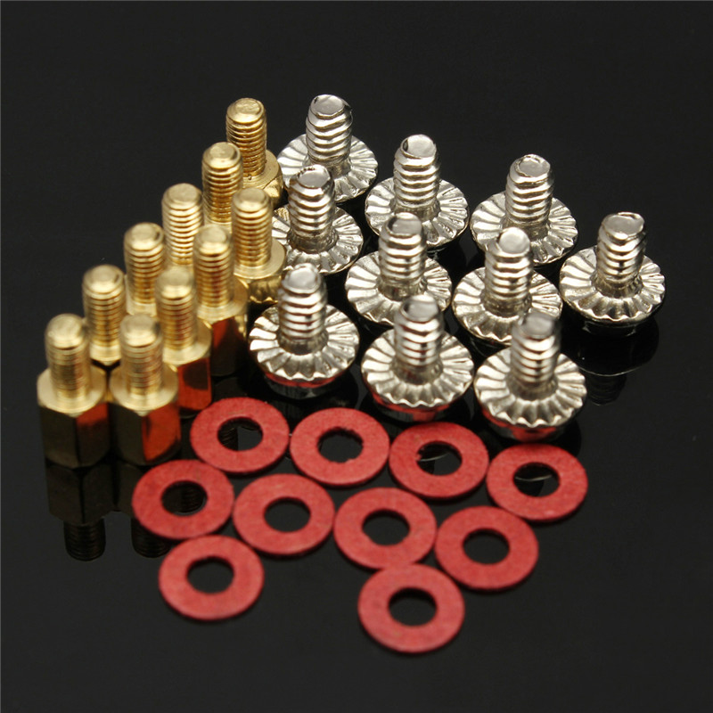 10pcs carbon steel phillips head screw 10x 6.5mm brass pc case motherboard riser + screws + washers