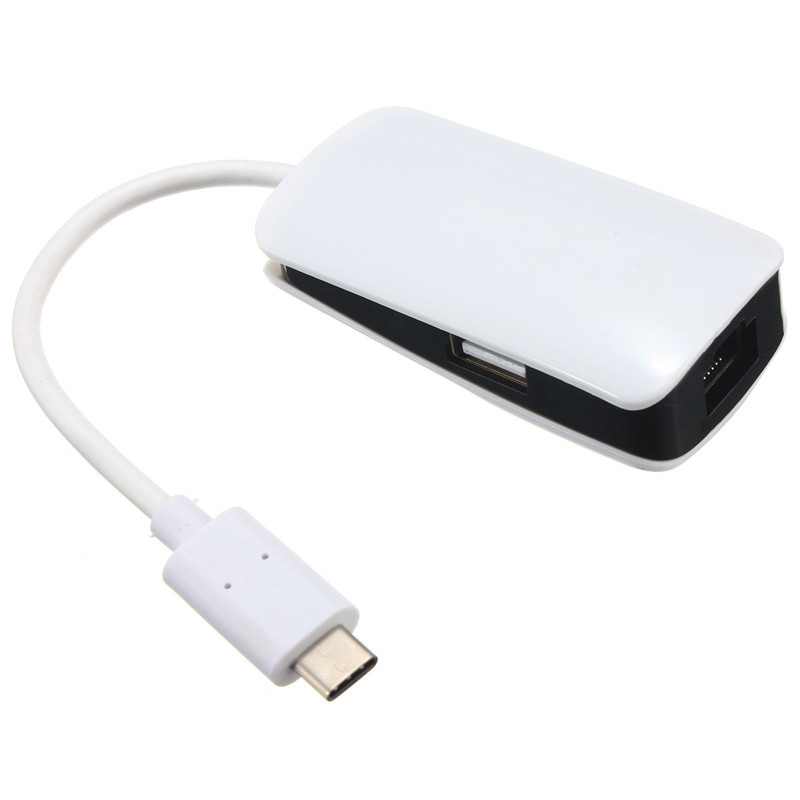 2015 newest best quality usb 3.1 type-c to 2-port usb 2.0 hub micro usb rj45 lan gigabit ethernet adapter