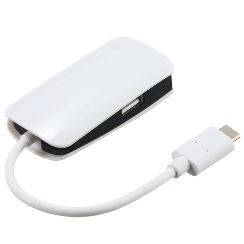 2015 newest best quality usb 3.1 type-c to 2-port usb 2.0 hub micro usb rj45 lan gigabit ethernet adapter