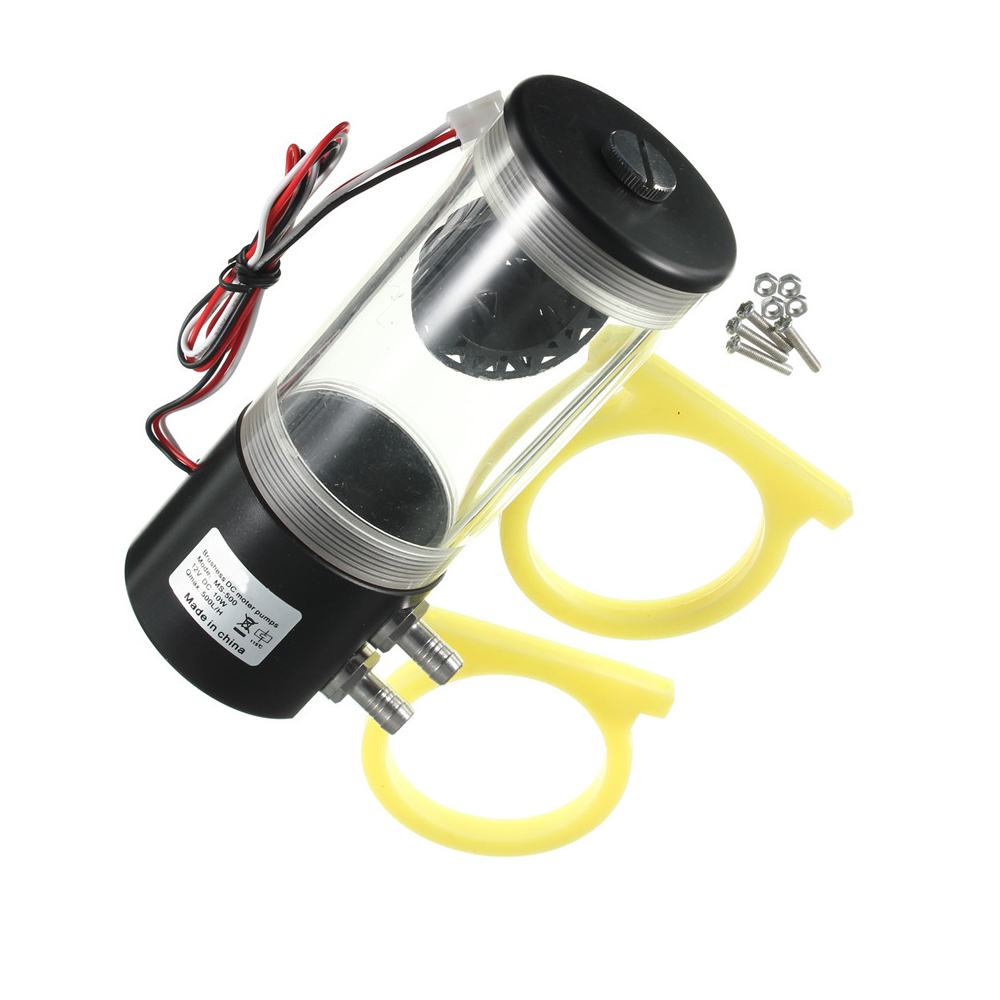 2015 noiseless 50000 hrs dc 12v water cooling pump integrated transparent reservoir tank 10w 250ml 500l/h