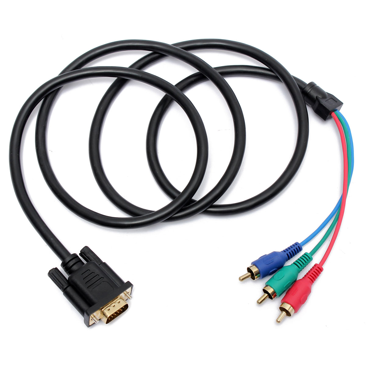 new 1.5m vga to 3 rca male component av video converter adapter cable pc tv hdtv new 1.5m vga to 3 rca male component av video converter adapter cable pc tv hdtv