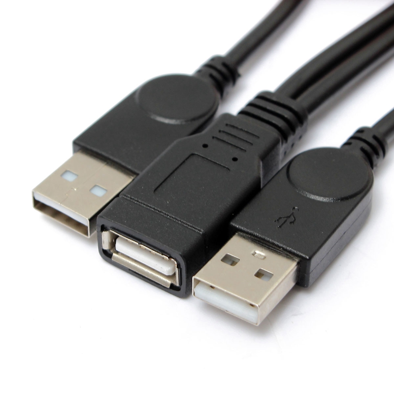 new 36cm/1.2ft usb 2.0 female a to dual a male data sync power charger y cable