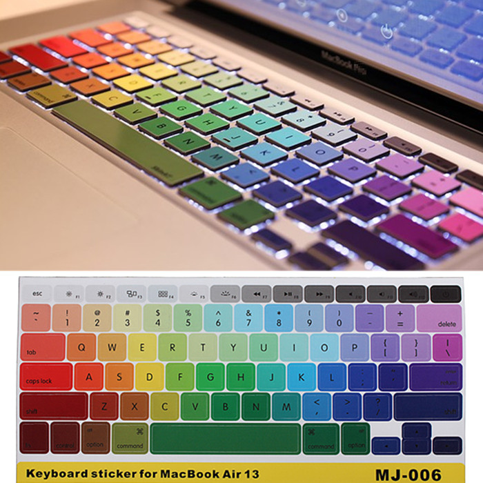 original colourful silicone soft keyboard cover skin sticker for apple for macbook pro/retina 13 15 17 inches layout