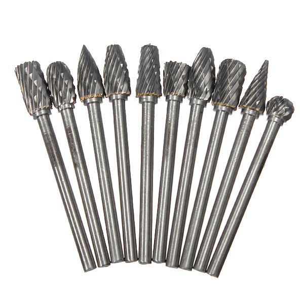 10pcs 1/8 tungsten carbide burr set 3mm rotary cutter files cnc engraving ced 6mm with box for sd 3mm