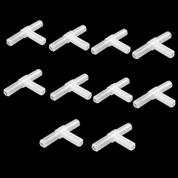 10pcs/lot non-toxic white 5mm 3-way air line tubing joints connectors aquarium fish tank plastic air pumps accessories