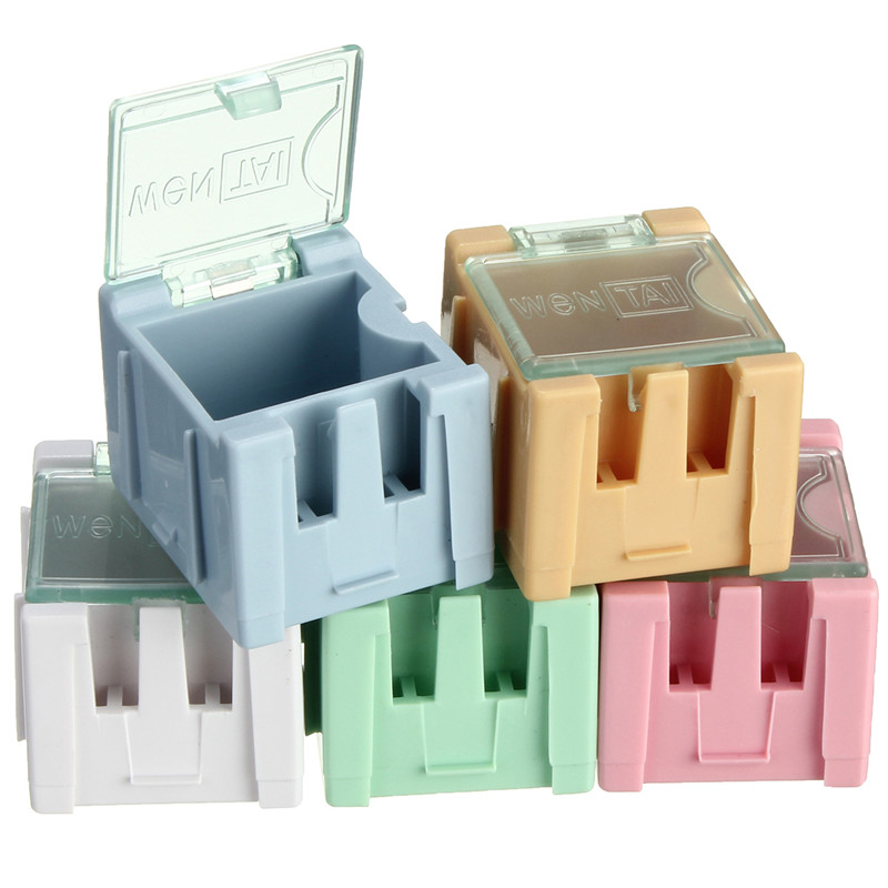 10pcs smt smd electronic components parts box cases patch laboratory storage box plastic five color
