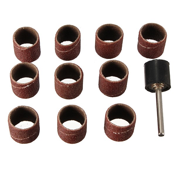 10x 408 60-grit sanding bands + 1pc 407 sanding drum mandrel for dremel
