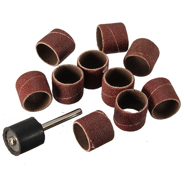 10x 408 60-grit sanding bands + 1pc 407 sanding drum mandrel for dremel