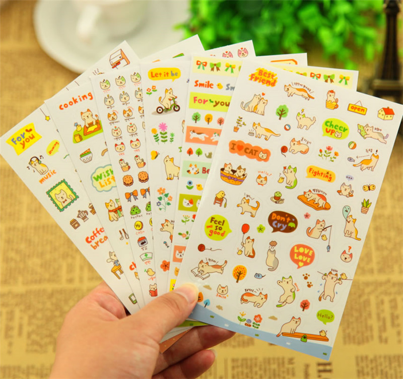 2015 6pcs/set lovely cat scrapbooking memo stickers diary sticker decoration sticker set 2015 6pcs/set lovely cat scrapbooking memo stickers diary sticker decoration sticker set