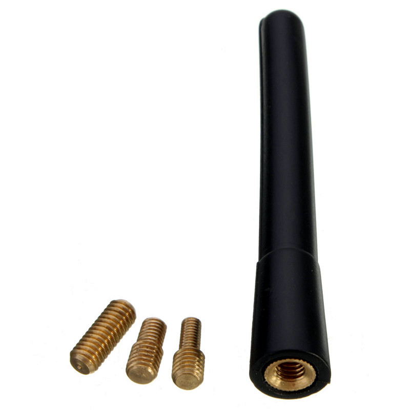 2015 brand new short stubby car antenna am/fm radio aerial mast screw type universal +standard bolts black