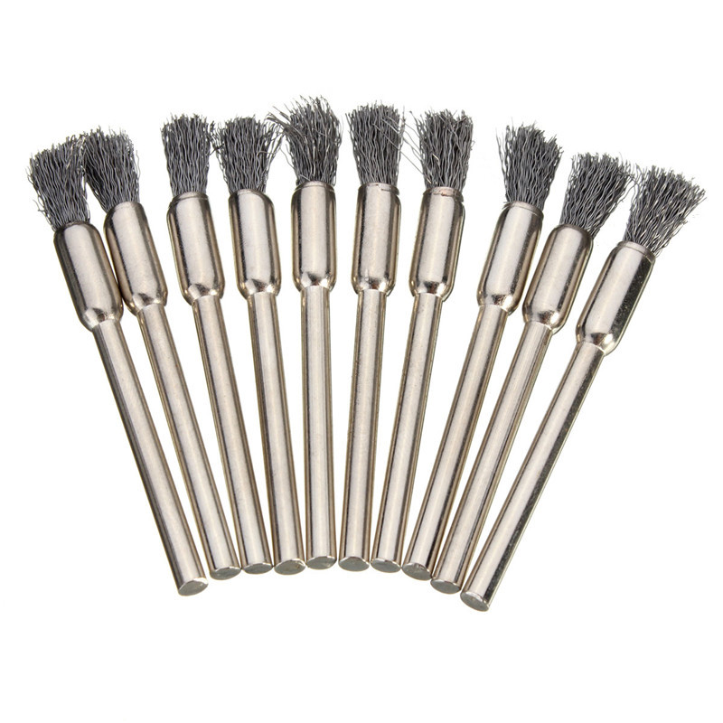 2015 brand new top selling 10pcs/set 5mm wire brush wheel cup clean brass & steel & nylon for dremel rotary tools