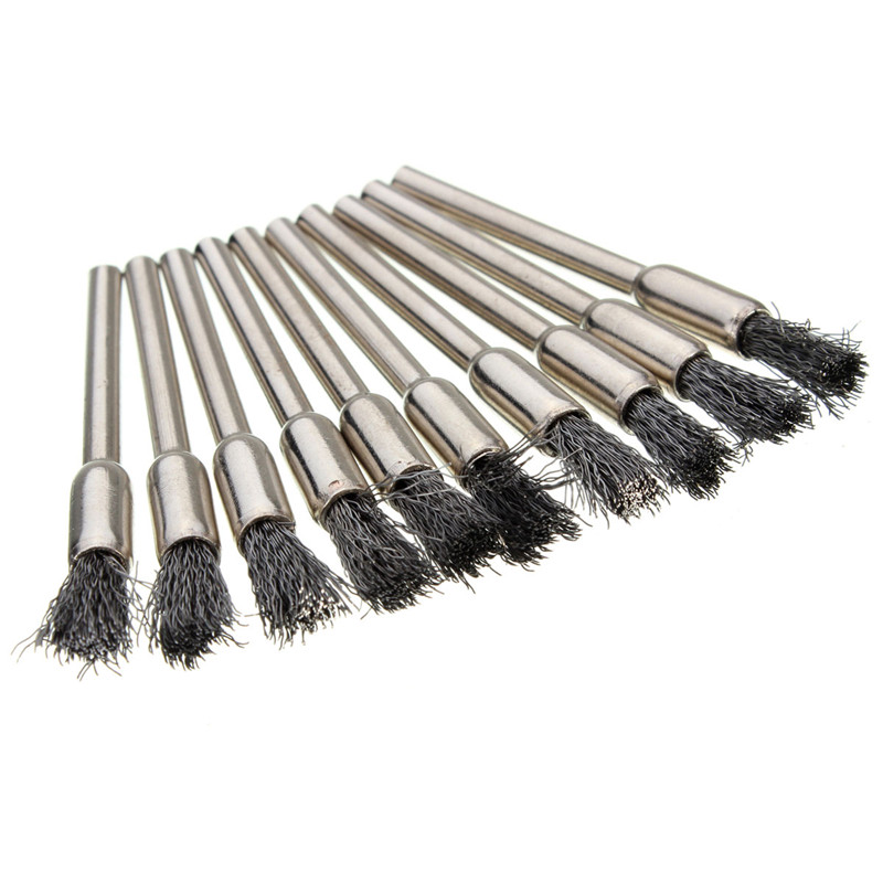 2015 brand new top selling 10pcs/set 5mm wire brush wheel cup clean brass & steel & nylon for dremel rotary tools