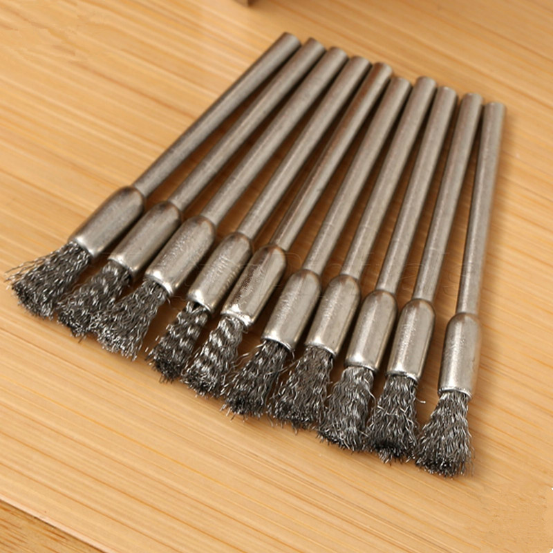 2015 brand new top selling 10pcs/set 5mm wire brush wheel cup clean brass & steel & nylon for dremel rotary tools