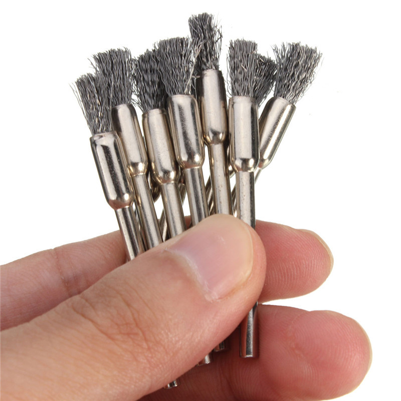2015 brand new top selling 10pcs/set 5mm wire brush wheel cup clean brass & steel & nylon for dremel rotary tools