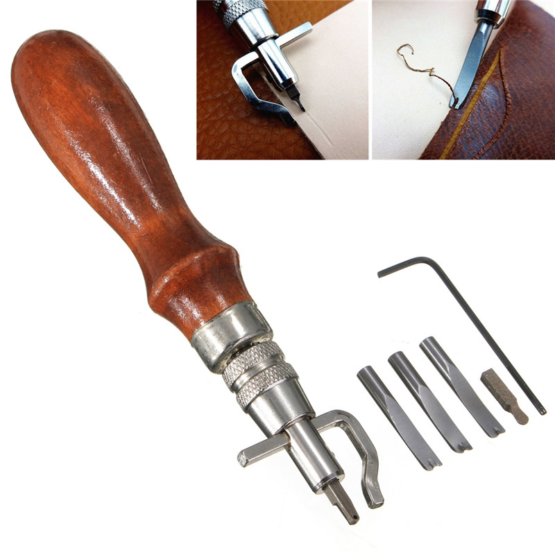 2015 new arrival 5 in1 pro leathercraft adjustable stitching and groover crease leather tool