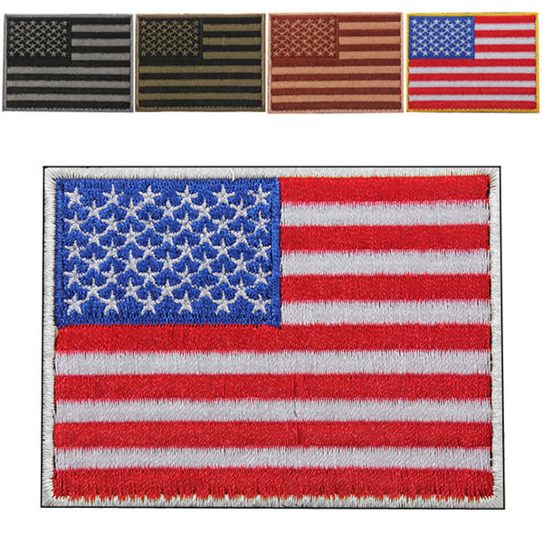 2015 new arrival 5 styles of usa american flag embroidered iron on patches