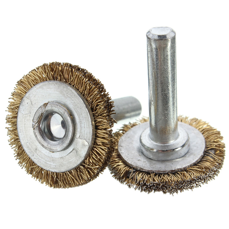2015 new arrival 5pcs/set 25mm rotary tool brass wire wheel steel hub brush for dremel die grinder accessories