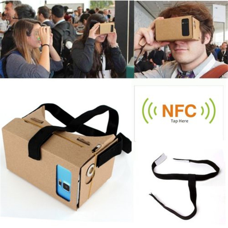2015 new arrival cardboard glass smarphone 3d virtual reality glass android + strap + nfc